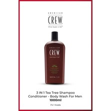 American Crew 3-in-1 Tea Tree 1000 ml – Şampuan + Saç Kremi + Duş Jeli | Çay Ağacı Özlü Ferahlatıcı Erkek Bakım Ürünü