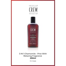 American Crew 3-in-1 Chamomile & Pine with Relaxing Fragrance 250 ml – Şampuan + Saç Kremi + Duş Jeli | Rahatlatıcı Papatya & Çam Özlü Erkek Bakım Ürünü