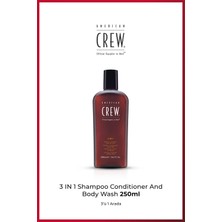 American Crew 3-in-1 Classic 250 ml – Şampuan + Saç Kremi + Duş Jeli | Erkeklere Özel Çok Amaçlı Bakım