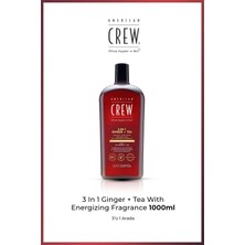 American Crew 3-in-1 Ginger + Tea with Energizing Fragrance 1000 ml – Şampuan + Saç Kremi + Duş Jeli | Zencefil & Çay Özlü  Erkek Bakım Ürünü