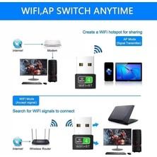 DMR Home 2 In1 Kablosuz Bt Wifi Dongle, Pc, Dizüstü, Masaüstü Için Çift Bantlı Bluetooth Adaptörü, Wifi Bluetooth Dongle, 150 Mbps'ye Kadar, 4,2 Ghz