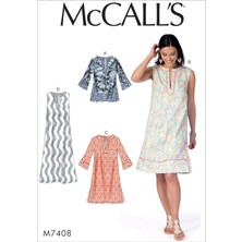 DMR Home Mccall's Patterns 7408 Zz Kesim Deseni, Tunik ve Elbiseler Için, Kumaş, Çok Renkli, Beden L – 2x Boy