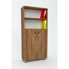 3G Tasarım İki Raflı İki Kapaklı Ofis Dolabı Dosya Dolabı 3G-032-KD-CEVİZ/90x37x190h