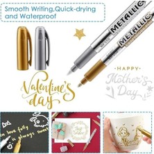 DMR Home Metal Boya Kalemi Metal Crayon, 6 Pcs Altın ve Gümüş Su Geçirmez Işaretleyici, Hızlı Kuruyan Kalıcı Markörler, Kumaş Ahşap Taş Boyama ve Kendin Yap Albümü Süsleme Için Hediye