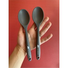 DMR Home Silikon Kısa Derin Kaşık, 20 Cm, Dayanıklı, Gri, 2 Adet