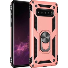 ZM Store Galaxy S10 Plus Uyumlu Kılıf Vega Tank Yüzüklü Standlı Kapak