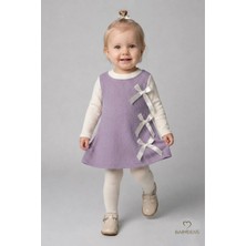 Babyden's Kız Çocuk Fitilli Elbise %100 Pamuk,uzun Kollu,fiyonklu,yumuşak Dokulu, Şık Günlük,özel Gün Elbisesi