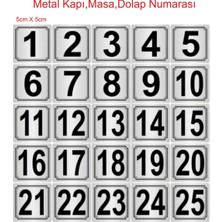 Outdoor One Metal Kapı,Masa,Dolap Numarası 5cmx5cm 25 Adet (1..25) Gümüş Renk Metal 002