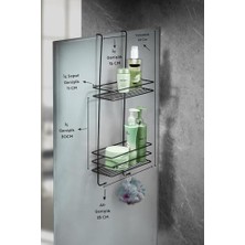 DMR Home Ömür Boyu Paslanmaz 2 Katlı Askılı Banyo Duş Rafı Sabunluk Duşakabin Şampuanlık Siyah