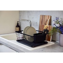 DMR Home "drip" Bulaşıklık, Bulaşıklık, Lavabonun Yanına Yerleştirmek Için Ideal, Toz Boya Kaplı Metal ve Plastikten Yapılmış, 36 x 15 x 30,3 Cm, Siyah