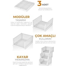 DMR Home 3'lü Modüler Kayar Raflı Dolap Içi Düzenleyici Seti,