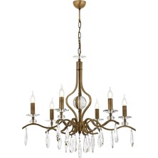 DMR Home AV-60394-6E Eskitme Kaplama Klasik Avize E14 Metal Kristal 80CM