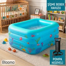 Blooma 4 Boğumlu Derin Şişme Çocuk Havuzu 140 x 100 x 70 cm Tahliyeli Pompa Hediyeli Renkli Desenli