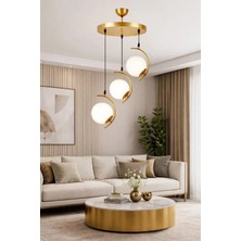 Esslight Flora 3’lü Eskitme Beyaz Camlı Modern Salon Mutfak Yatak Odası Avizesi