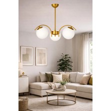 Esslight Sena 3’lü Eskitme Beyaz Camlı Modern Salon Mutfak Yatak Odası Avizesi