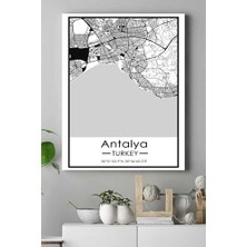DMR Home (PSTER18613) Antalya Harita Dekoratif Tasarım Kanvas Tablo 50 x 70