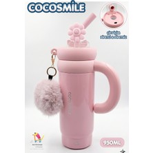 Vagonlife Cocosmile 950ML Askı Süs Hediyeli Çift Içim Pipetli/pipetsiz Paslanmaz Çelik Termos