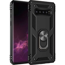 ZM Store Galaxy S10 Plus Uyumlu Kılıf Vega Tank Yüzüklü Standlı Kapak