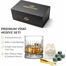 Expresstore Serisi 350 cc Kristal Viski Bardağı Granit Viski Taşı Seti Premium Hediye Kutulu