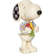 DMR Home Peanuts By Jim Shore Snoopy Çiçekleri Tutan Minyatür Heykelcik, 7 Cm, Çok Renkli