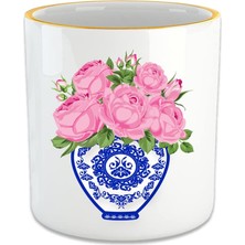Expresstore FIN170 Blue Blanc Pembe Gül Espresso, Double Türk Kahvesi Fincanı Kulpsuz Bardak