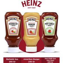 Heinz Üçlü Gurme Sos Paketi (Barbekü Sos 250 gr + Amerikan Burger 230 gr + Hot Chilli Sos 245 Gr)