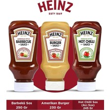 Heinz Üçlü Gurme Sos Paketi (Barbekü Sos 250 gr + Amerikan Burger 230 gr + Hot Chilli Sos 245 Gr)