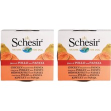 Expresstore Schesir Yetişkin Köpek Konservesi 150 gr Tavuk Etli + Papaya (2 Paketi)