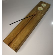 Ahşap El Yapımı Tealight Mumluk ve Tütsülük - 2'si 1 Arada