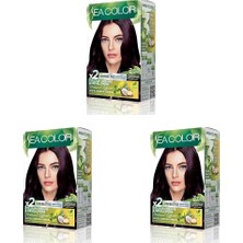 DMR Home Sea Color Amonyaksız, Vegan, Doğal, Besleyici Kalıcı Saç BOYASI%100 Beyaz Kapama (1 Paket 2 x 50 ml Boya & Oksidan) (Patlıcan Moru 3.66) (3 Paketi)
