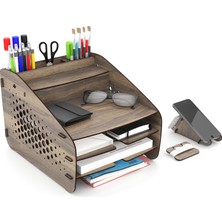 Expresstore Medium Hexa Masaüstü Organizer Ceviz