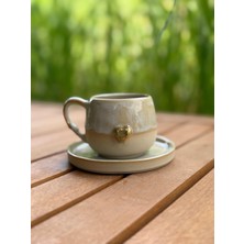 N'Art El Yapımı Stoneware Türk Kahvesi/espresso Fincanı - Gerçek Altın Kalp Dekorlu 100 ml