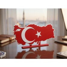 Süppürge Türkiye Haritası Masaüstü Dekoratif Standı – 3D Baskılı