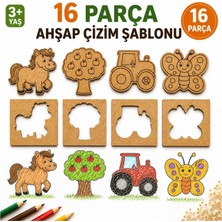 Kogito Kids  Adım Adım Kolay Resim yap-Montessori Ahşap Boyama Eğitici Şablonlar Çizim Set-(4-6 yaş)+ Mindful Deneyim Videosu
