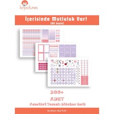 Kirpictures Ametist Temalı 300+ Adet Premium Mat Kuşe Sticker Seti - Estetik Mor ve Kristal Desenli Ajanda Çıkartma Paketi