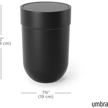 DMR Home Çöp Kutusu, Küçük 6 Litre Kapaklı, Salınımlı Kapaklı Atık Sepeti, Banyo/wc Için, Yumuşak Dokunuş, Siyah