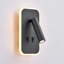 DMR Home Dekoratif Yatak Başı Okuma Lambası 13 Watt Gün Işığı Çift Kademeli Baş Ucu Kitap Okuma Lambası Tuvalu LED Aplik Gece Lambası (Siyah)