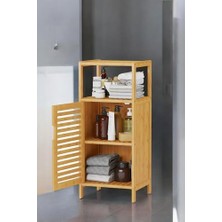 DMR Home Bambu 1 Kapaklı 2 Raflı Çok Amaçlı Banyo Düzenleyici Organizer Dik Dolap DB-0043