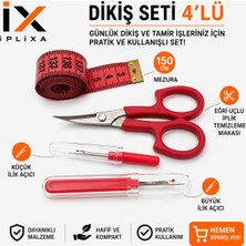 İplixa Iplixa 4’lü Dikiş ve Tamir Seti – Mezura, Eğri Nakış Makası ve Büyük/küçük Ilik Açıcı Seti