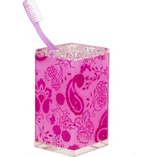DMR Home Diş Fırçalık Pembe Çiçekli Kumaş Desenli Akrilik