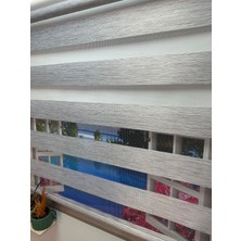İREMKARAHOME Çift Mekanizmalı Zebra Stor Perde Bambu Gri-Beyaz