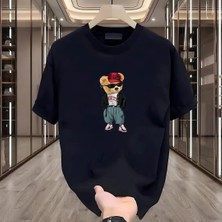 Rovel Skate Bear Baskılı Siyah Oversize Tshirt