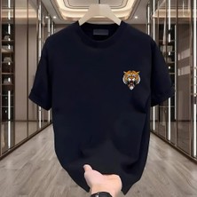 Rovel Kaplan Baskılı Siyah Oversize Tshirt
