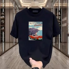 Rovel California Dreaming Baskılı Siyah Oversize Tshirt