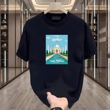 Rovel India Baskılı Siyah Oversize Tshirt