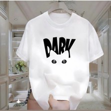 Rovel Dark Baskılı Beyaz Oversize Tshirt