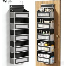 DMR Home Kapı Arkası Organizer 5 Cepli Askılı Dolap Düzenleyici Çok Amaçlı Kapı Arkası Raf 20KG Taşıma Siyah