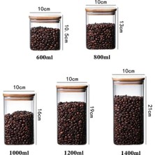 DMR Home 1400ML Sızdırmaz Vakumlu Bambu Kapaklı Borosilikat Cam Kavanoz – Hava Geçirmez & Dayanıklı Gıda Saklama Kabı (10CM x 21CM)