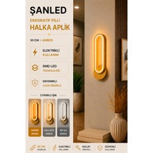ŞANLED Dekoratif 20W Halka Modeli Iç Mekan 3 Renkli Işık Elektrikli 30 cm Duvar Aplik