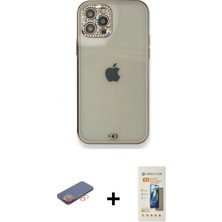 Pileli Store Pilelistore™ iPhone 12 Pro Kılıf Eksen Minimal Koleksiyonu - Siyah 6d Mat Seramik Hayalet Nano Ekran Koruyucu + Renkli Kamera Lens Koruma Cam - Tu
